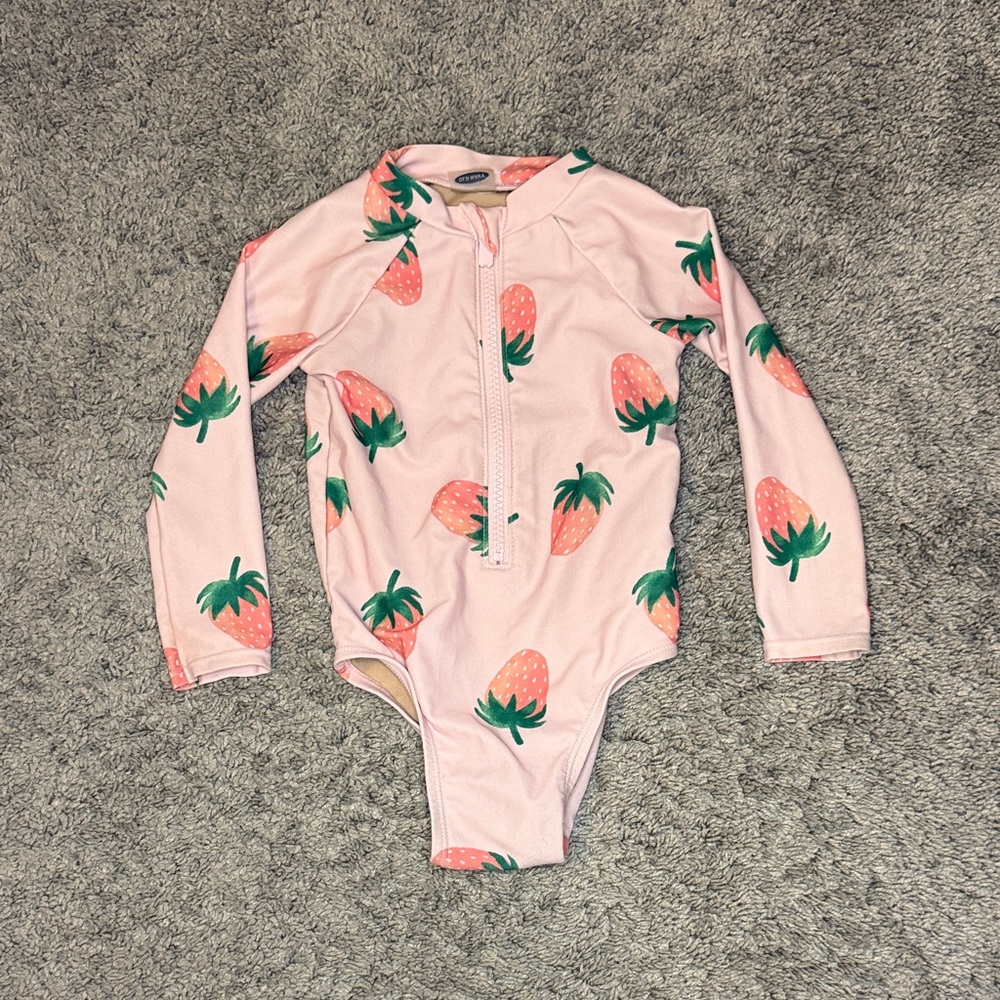 Old Navy Pink Kids Swim One Piece with Strawberry Print